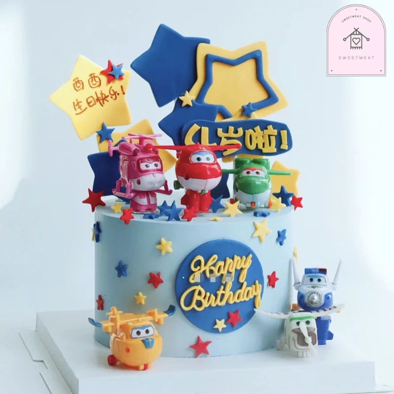 โมเดลเครื่องบิน เครื่องบิน แปลงร่าง เครื่องบินSuper Wings สำหรับวันเกิด แต่งเค้ก