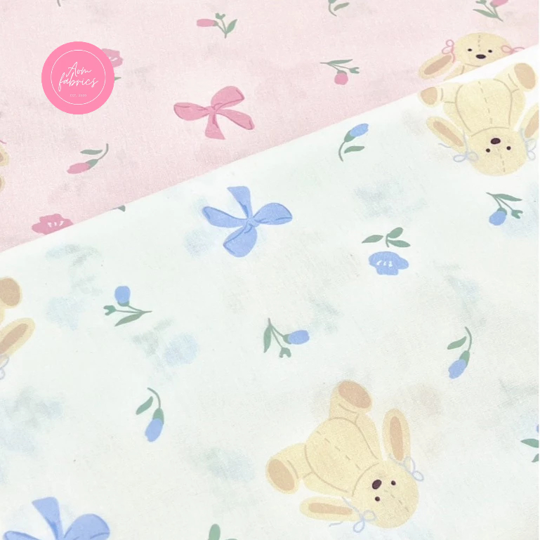 Aom Fabrics ผ้าคอตตอนป๊อบลินลายแนวเกาหลี No.761-762 น่ารักมากกก หน้ากว้าง 58 นิ้ว ผ้าเมตรนำเข้า เนื้อนิ่มเนียน พร้อมส่ง