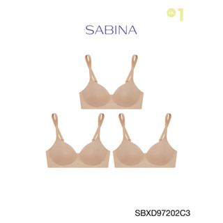 Sabina เสื้อชั้นใน (Set 3 ชิ้น) Invisible Wire (ไม่มีโครง) Seamless Fit รุ่น Perfect Bra  รหัส SBXD97202C3 สีเนื้อเข้ม