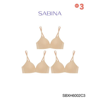 Sabina เสื้อชั้นใน (Set 3 ชิ้น) Invisible Wire (ไม่มีโครง) รุ่น Soft Doomm รหัส SBXH6002C3 สีเนื้อเข้ม