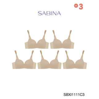 Sabina เสื้อชั้นใน (Set 5 ชิ้น)  Invisible Wire (ไม่มีโครง) รุ่น Modern V รหัส SBXI1111C3 สีเนื้อเข้ม