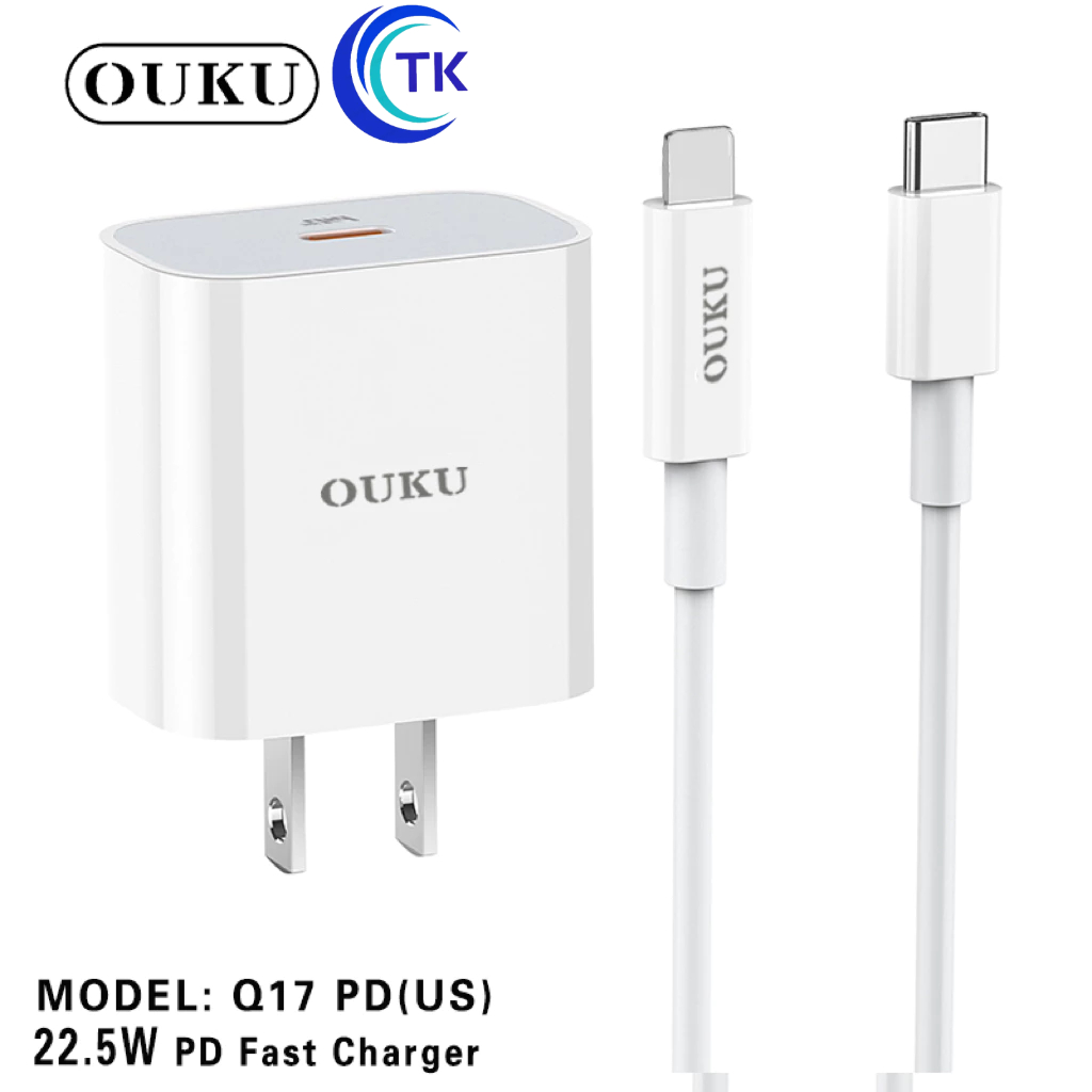 ถูกที่สุด OUKU Q17 อแดปเตอร์ charger อแดปเตอร์สายชาร์จพร้อมปลั๊ก ปลั๊กชาร์จเร็วUSB-C PD 22.5W Fast Charger หัวชาร์จเร็ว