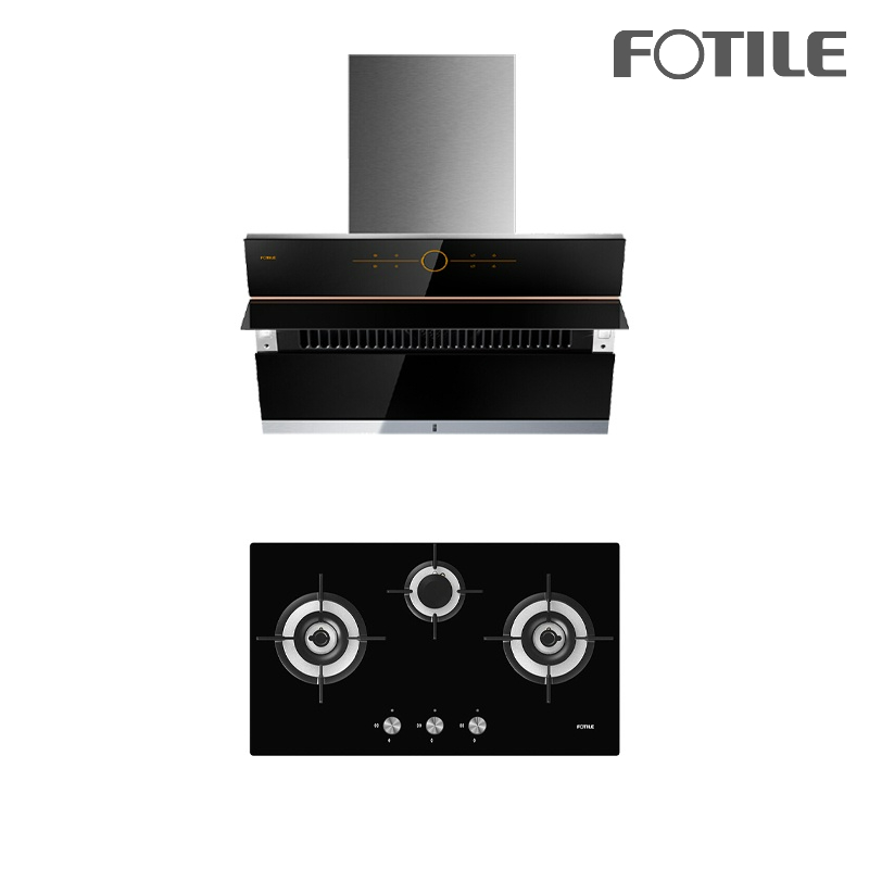 FOTILE เครื่องดูดควันกระโจม JQG9009T 90 ซม. + FOTILE เตาฝังแก๊ส GHG78312 78 ซม.