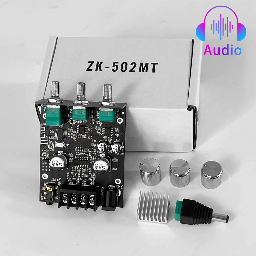 502MT 2*50W Bluetooth 5.0ซับวูฟเฟอร์เครื่องขยายเสียงบอร์ด Power เครื่องขยายเสียงระบบเสียงสเตอริโอ AUX Bass Treble AMP 12