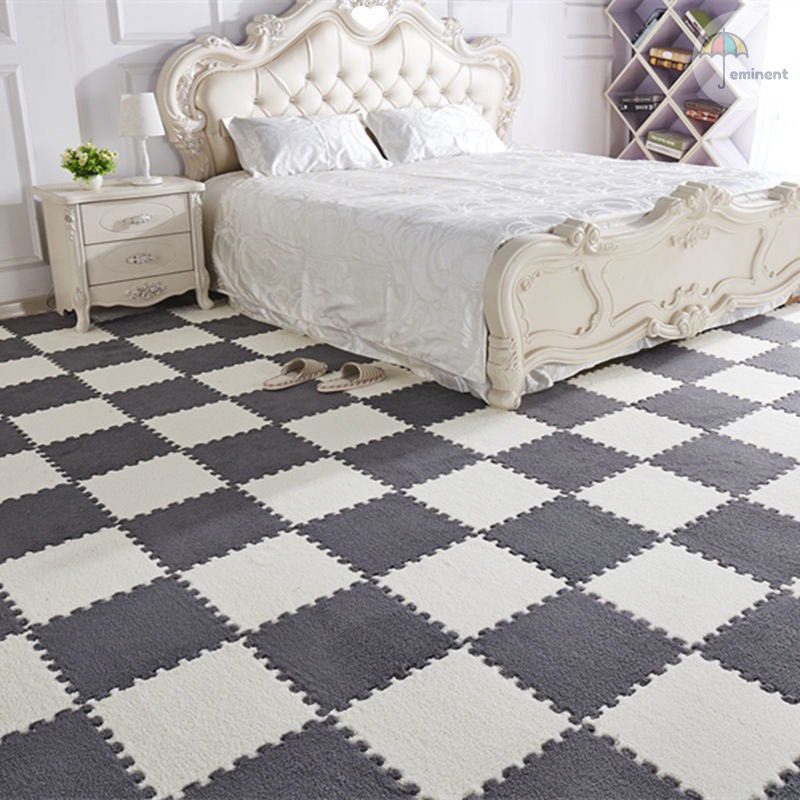 พรม พรมจิ๊กซอว์ แถมฟรีขอบปิด พรมปูพื้นห้อง DIY แผ่นรองพื้น ขนาด30x30cm. เนื้อผ้ากำมะหยี่