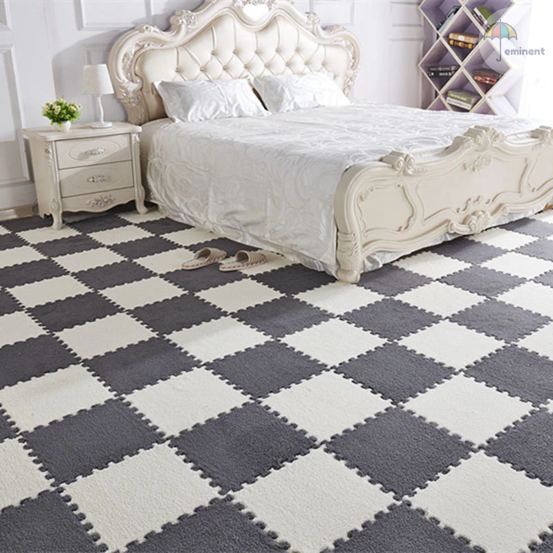 พรม พรมจิ๊กซอว์ แถมฟรีขอบปิด พรมปูพื้นห้อง DIY แผ่นรองพื้น ขนาด30x30cm. เนื้อผ้ากำมะหยี่