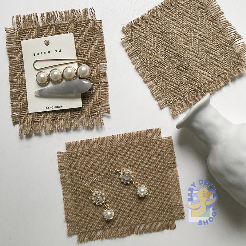<8 Pattern>ผ้าป่าน 10*10ซม. พร็อบถ่ายรูป ของตกแต่งฉาก แนววินเทจ สายธรรมชาติ พร็อบผ้ากระสอบ พร็อบผ้า ผ้าฝ้าย