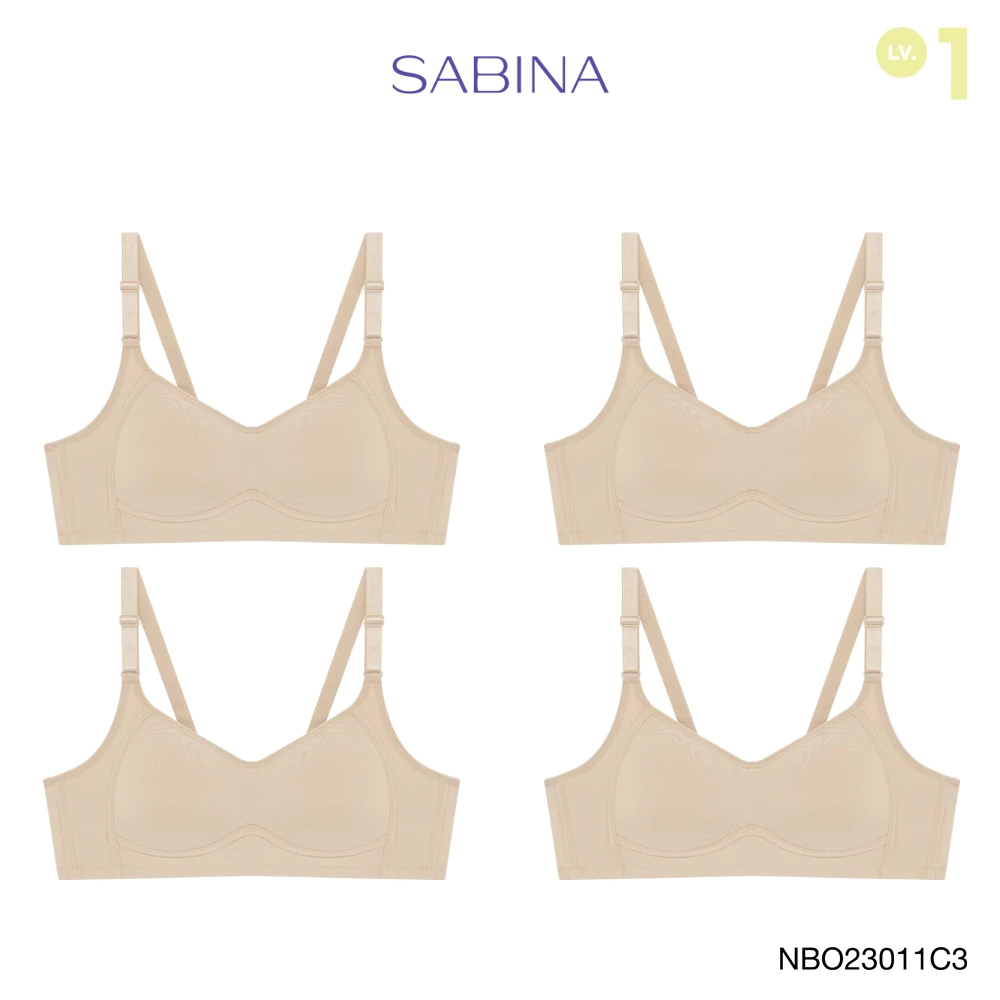 Sabina เสื้อชั้นใน (Set 4 ชิ้น) Invisible Wire (ไม่มีโครง) รุ่น Function Bra รหัส NBO23011C3 สีเนื้อเข้ม