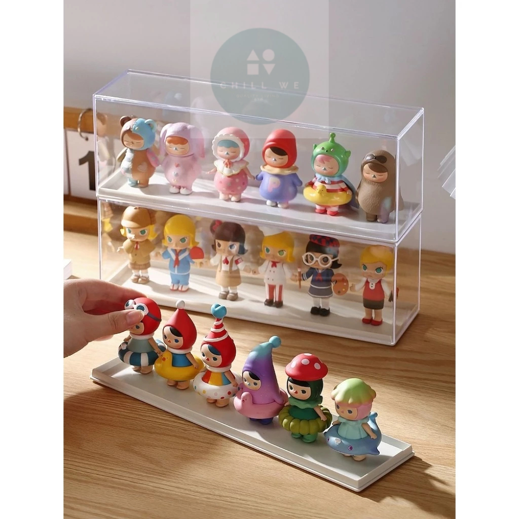 กล่องยาวใส่โมเดล ตู้โชว์โมเดล ซ้อนทับได้ กล่องกันฝุ่นโชว์โมเดล ชั้นโมเดล Toy Figure Row Display Case Storage Box
