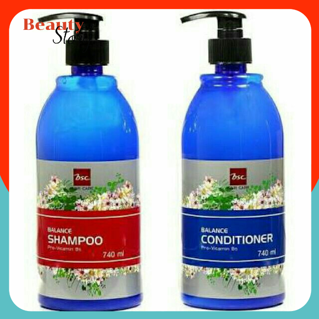 🚿Bsc Hair Care Balance Shampoo+Conditioner บีเอสซี แฮร์ แคร์ แชมพู-ครีมนวด บำรุงผม สระผม หมักผม ขวดน้ำเงิน BSC 740ml