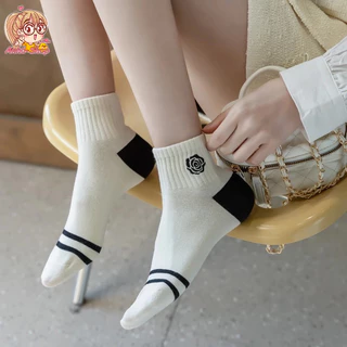 Anna shop ถุงเท้าข้อสั้น ลายเท่ห์ๆ 🧦 ถุงเท้าวัยรุ่นแฟชั่น สไตล์เกาหลี ⚡ มินิมอล มี 5ลาย ชายและหญิงใส่ได้ S46