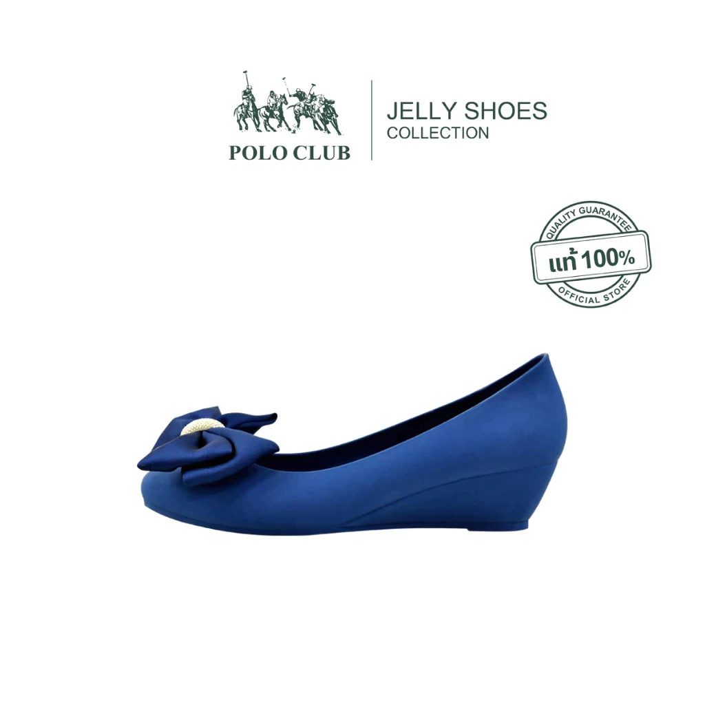 POLO CLUB รองเท้ายางผสมซิลิโคน รุ่น P1941 สีเนวี่ | รองเท้าคัดชูผู้หญิง สูง 2 นิ้ว