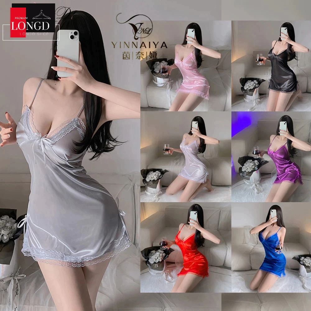 ชุดนอนเซ็กซี่ ชุดนอนไม่ได้นอน ชุดผ้าซาติน อกถึง 38" DD199 ดาวเรือง มีของส่งจากไทย