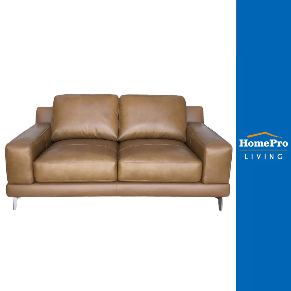 [จัดส่งพร้อมประกอบ] HomePro โซฟา 2 ที่นั่ง VENUS หนังแท้ผิวสัมผัส สีน้ำตาล แบรนด์ FURDINI