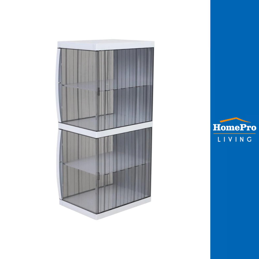HomePro กล่องรองเท้า  MAGIC BOX 27.8x38.5x79 ซม. สีขาว/เทาใส แบรนด์ STACKO