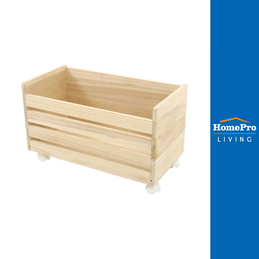 HomePro กล่องลังไม้มีล้อ COZI 60X30X37 ซม. สี NATURAL แบรนด์ STACKO