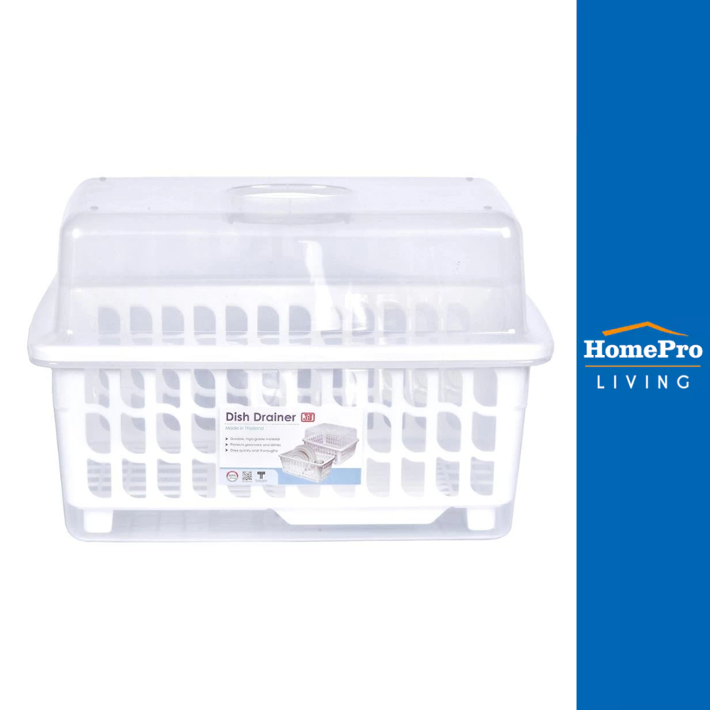 JCJ ชั้นคว่ำจานพลาสติกมีฝาครอบ NEW2401 สีขาว จัดส่งโดย HomePro