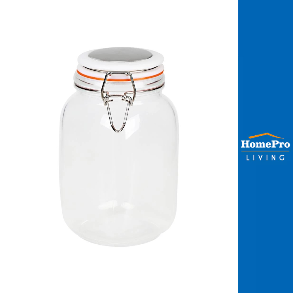 HomePro ขวดโหลแก้วกลม ไซส์ L ฝาสปริงสีขาว ขอบยางสีส้ม แบรนด์ KECH