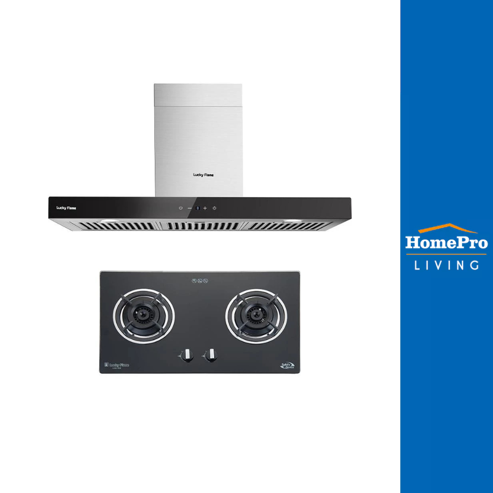 LUCKY FLAME เตาฝัง+เครื่องดูดควัน LGS932+RG971T จัดส่งโดย HomePro