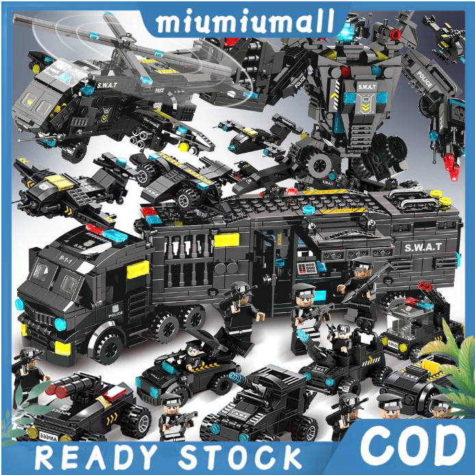 【COD】1000pcs หุ่นยนต์ตำรวจของเล่นบล็อกอิฐ รถตำรวจทีมอีเกิลทีมตำรวจพิเศษของเล่น /ของเล่นของขวัญวันเกิด /เด็กชาย