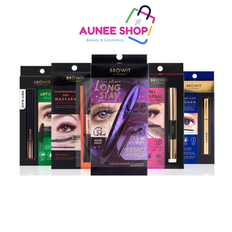 ส่งฟรี/มีไลฟ์  browit บราวอิท น้องฉัตร มาสคาร่า สูตรกันน้ำ  BROWIT PROFESSIONAL DUO,2 IN 1 MASCARA 4+4G #SEXY BLACK
