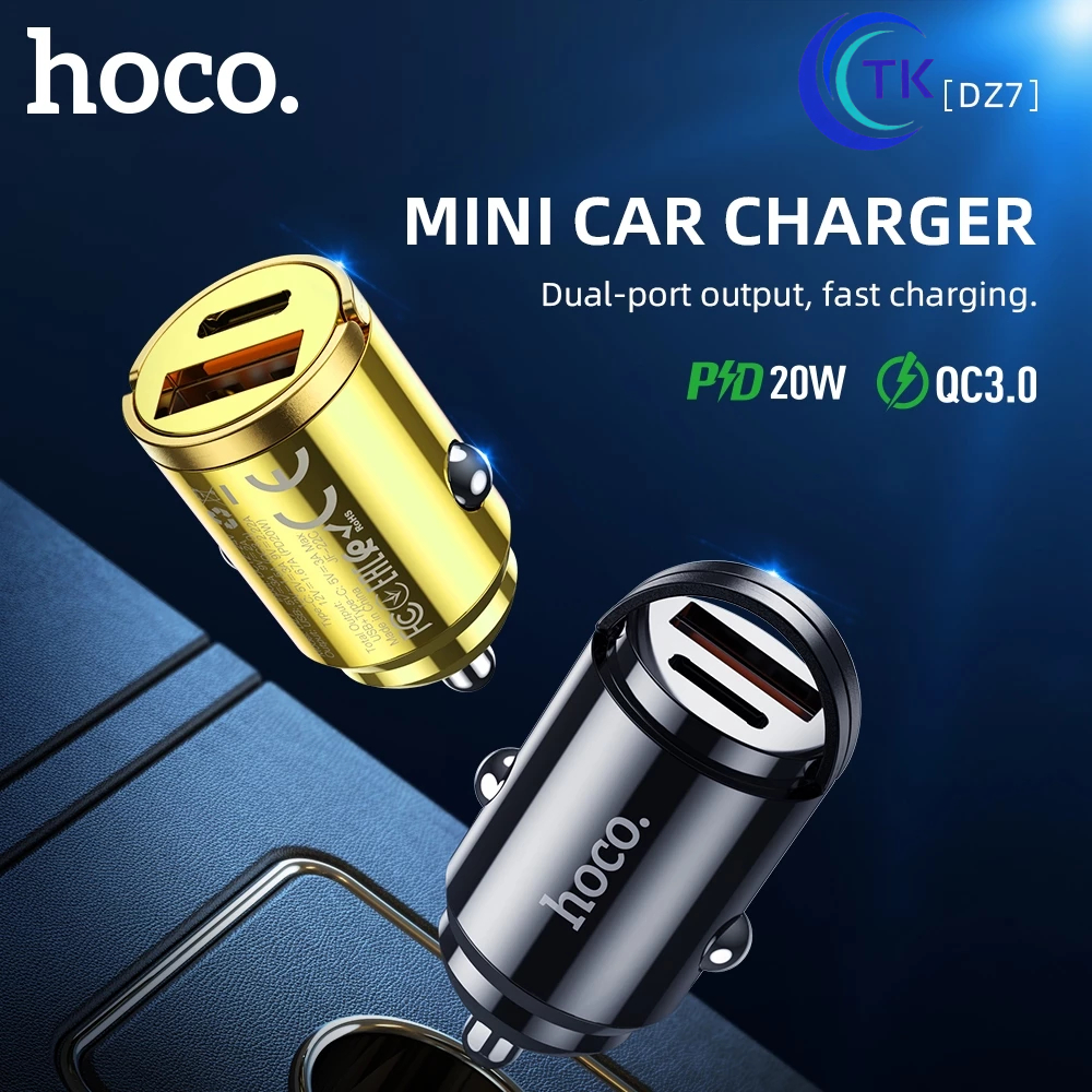 "NEW" Hoco DZ7 ที่ชาร์จเร็วในรถ USB-Cmini car charger PD20W + QC3.0 Dual Port Fast Car Charger