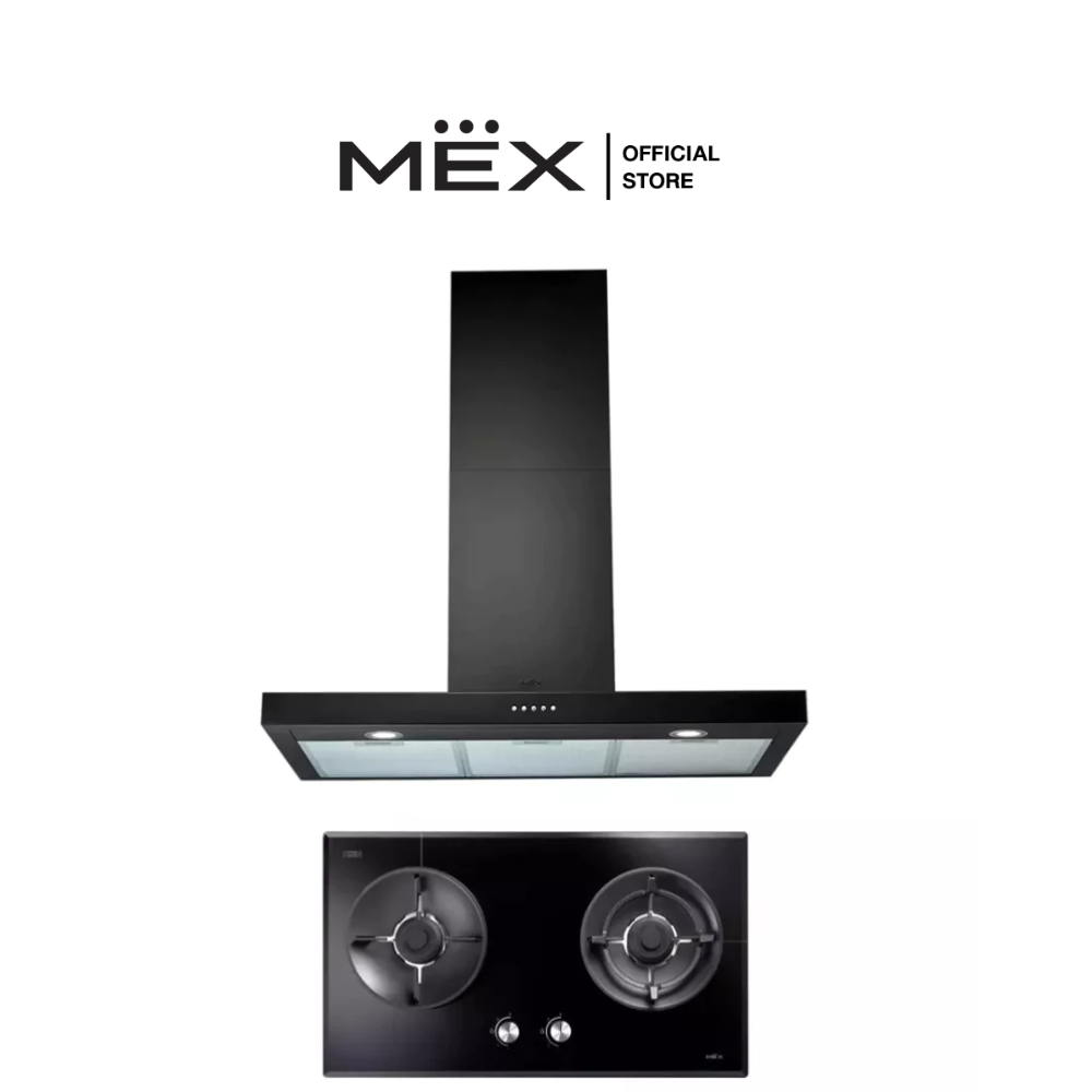 MEX Set รุ่น V7812MHR + K633B90 เตาแก๊สและเครื่องดูดควันกระโจม