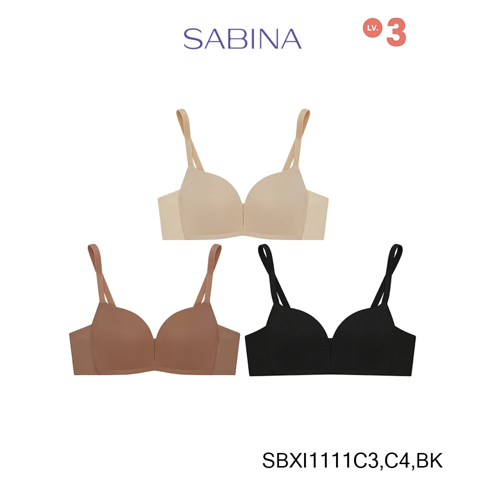 Sabina ซาบีน่า เสื้อชั้นใน (Set 3 ชิ้น) คละสี Invisible Wire (ไร้โครง) รุ่น Modern V รหัส SBXI1111C3+SBXI1111C4+SBXI1111BK สีเนื้อเข้ม/สีเนื้อแทน/สีดำ