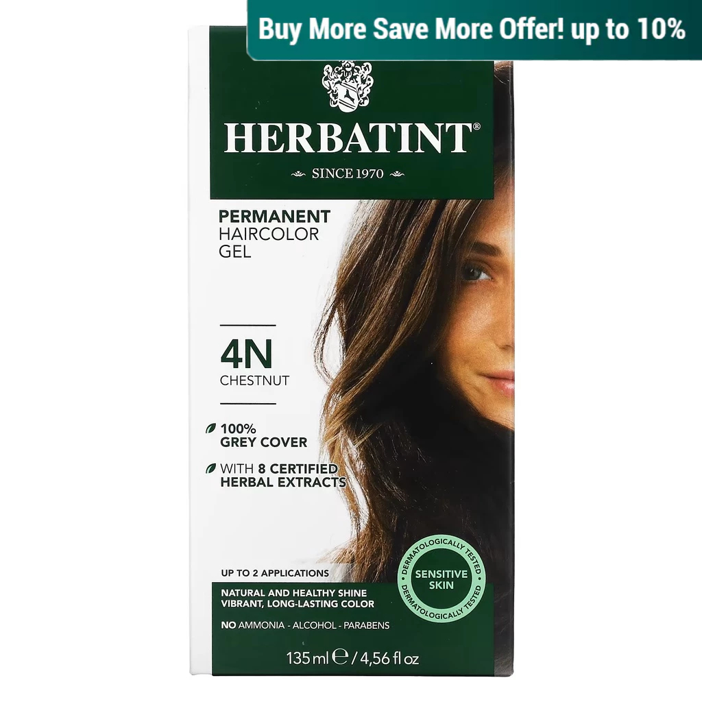 Herbatint, Permanent Herbal Haircolor Gel, 4.5 fl oz - 4N