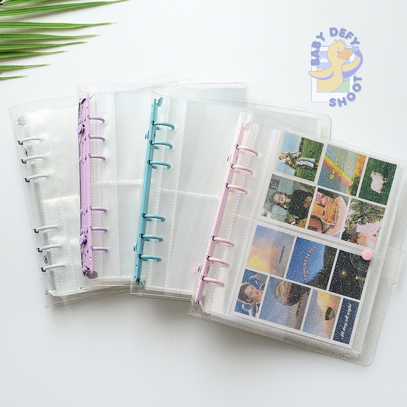 <รับอัดรูป > อัลบั้มเติมไส้ 6ห่วง [A5s] ปกPVCใส/ กริตเตอร์ สันเหล็กสี l มี 4 สี l 3", 5", 7" สมุดภาพ รูป การ์ด นามบัตร