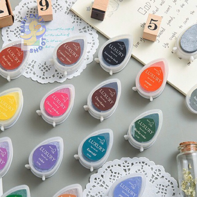 <พร้อมส่ง>💧1️⃣ หมึกปั๊มหยดน้ำ หมึกปั๊มสี mini inkpad 24 สี Luxury กริตเตอร์ละเอียด หมึก คุณภาพดี งานฝีมือ DIY ตราปั๊ม