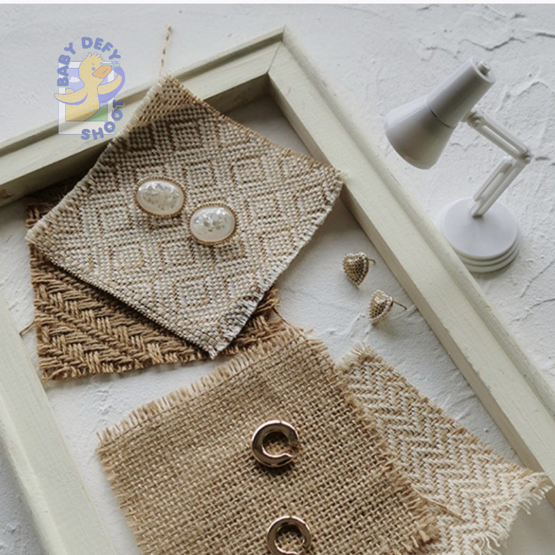 <8 Pattern>ผ้าป่าน 10*10ซม. พร็อบถ่ายรูป ของตกแต่งฉาก แนววินเทจ สายธรรมชาติ พร็อบผ้ากระสอบ พร็อบผ้า ผ้าฝ้าย