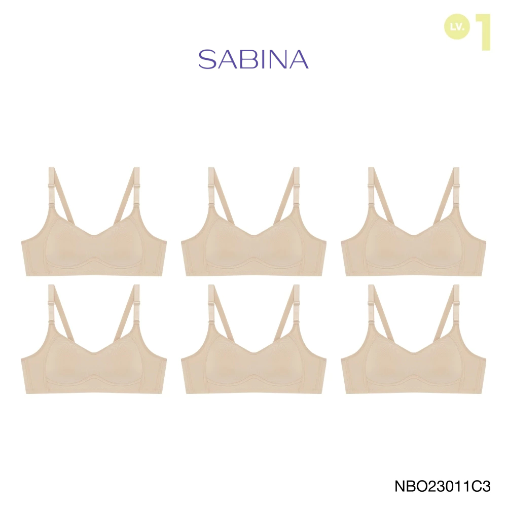 Sabina เสื้อชั้นใน (Set 6 ชิ้น) Invisible Wire (ไม่มีโครง) รุ่น Function Bra รหัส NBO23011C3 สีเนื้อเข้ม