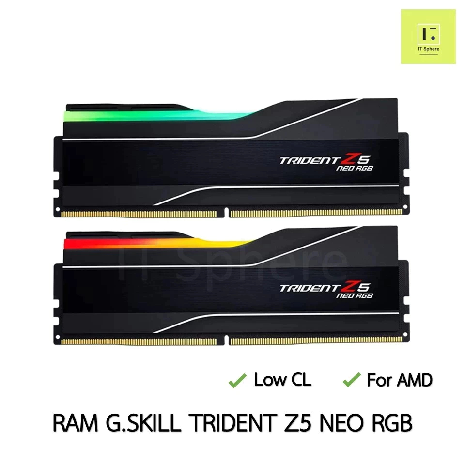 AMD RAM G SKILL TRIDENT Z5 NEO RGB 32GB BUS 6400 สีดำ BLACK DDR5 BUS6400 BUS 6000 6400 G.SKILL EXPO FORRYZEN FORAMD แรม
