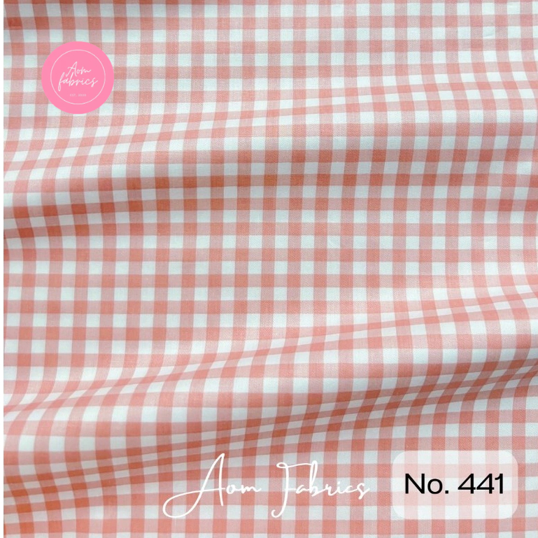 ผ้าคอตตอน 100% twill 64 นิ้ว ลายสก๊อต เนื้อเนียนนุ่ม ผ้าเมตรนำเข้า พร้อมส่ง