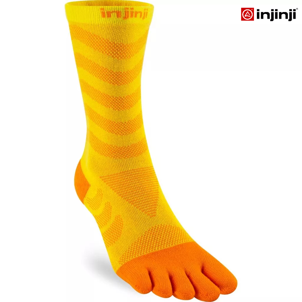 INJINJI ถุงเท้าวิ่งแยกนิ้ว ผู้หญิง WOMEN’S ULTRA RUN MIDWEIGHT CREW COOLMAX SUNFLOWER รุ่นอัลตร้า สีเหลือง ยาว ข้อเท ราคา ถูกที่สุด ดีลบีเคเค แกลเลอรีภาพที่ 2