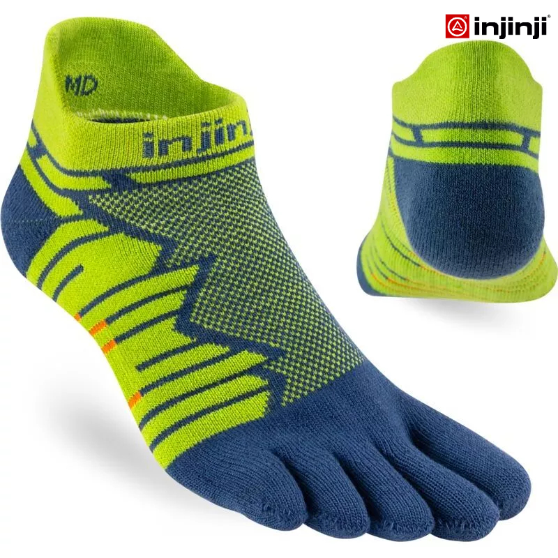 INJINJI ถุงเท้าวิ่งแยกนิ้ว ULTRA RUN MIDWEIGHT NoShow MOSS รุ่นวิ่งอัลตร้า ทุกเพศ ซ่อนข้อ สีส้ม หนานุ่ม ของแท้