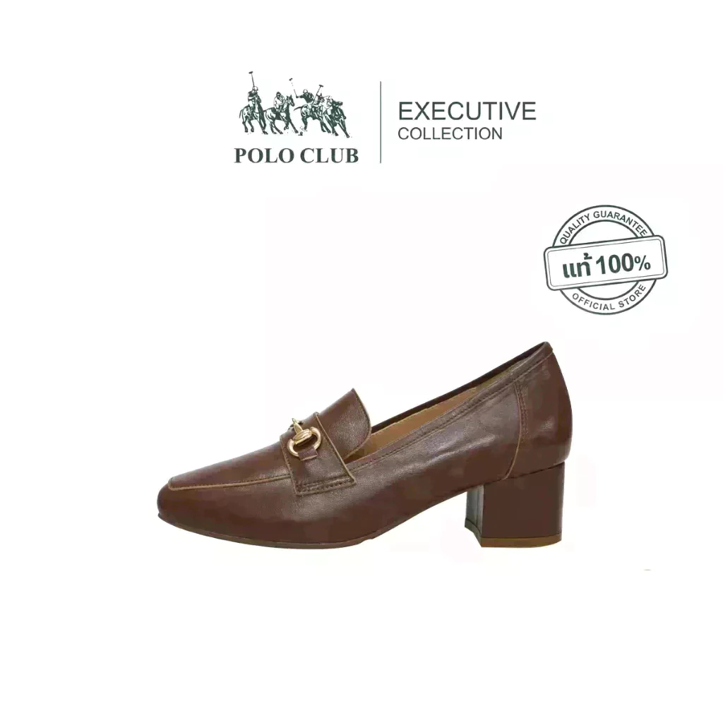 POLO CLUB รองเท้าหนัง รุ่นP1934 สีน้ำตาล | รองเท้าคัดชูผู้หญิง สูง 2 นิ้ว