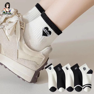 ถุงเท้าข้อสั้น ปักลาย มินิมอล มี 5 ลาย ชายและหญิงใส่ได้ พร้อ…