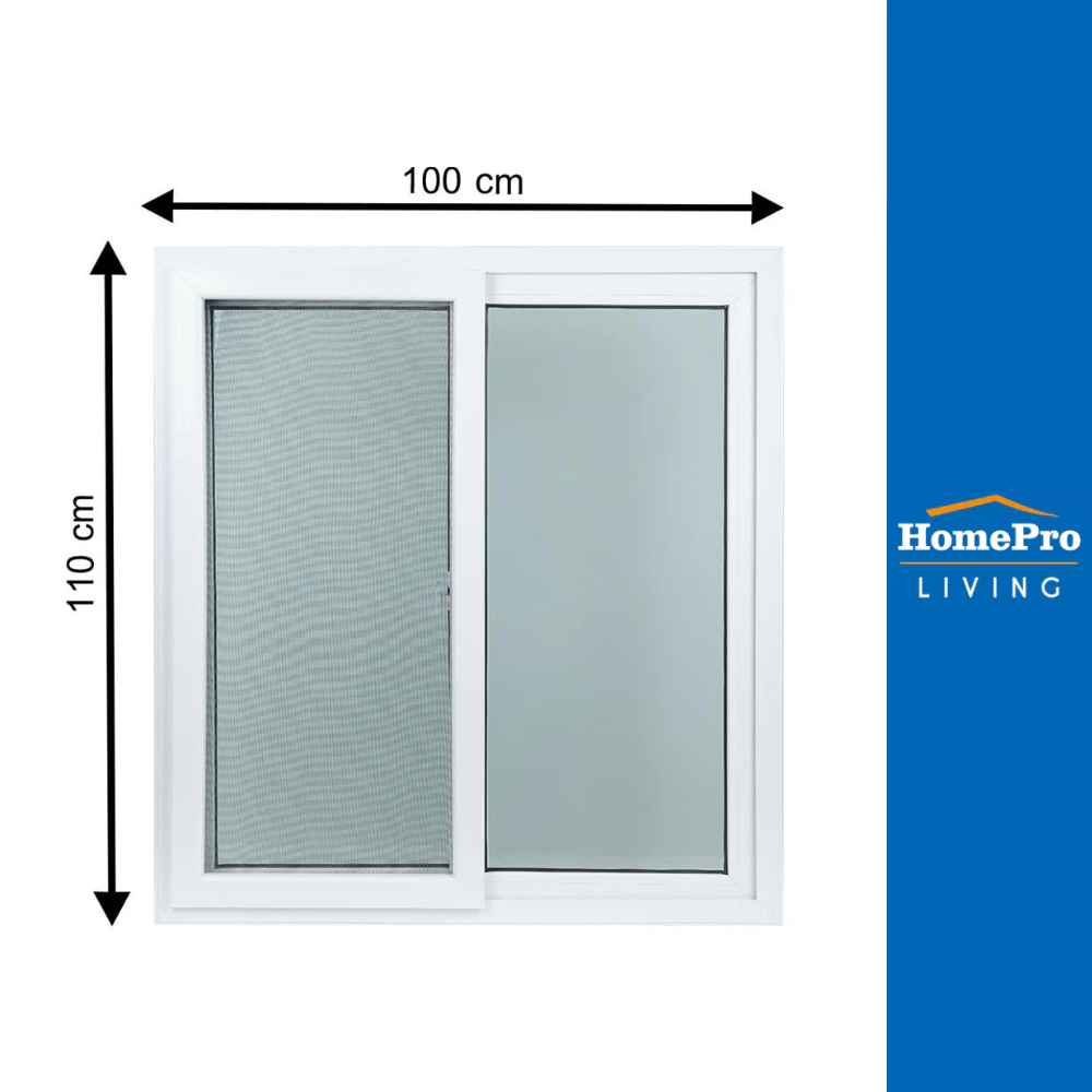 HOFFEN หน้าต่างบานเลื่อน UPVC S-S มุ้ง TRENDY 100X110 ซม. สีขาว จัดส่งโดย HomePro