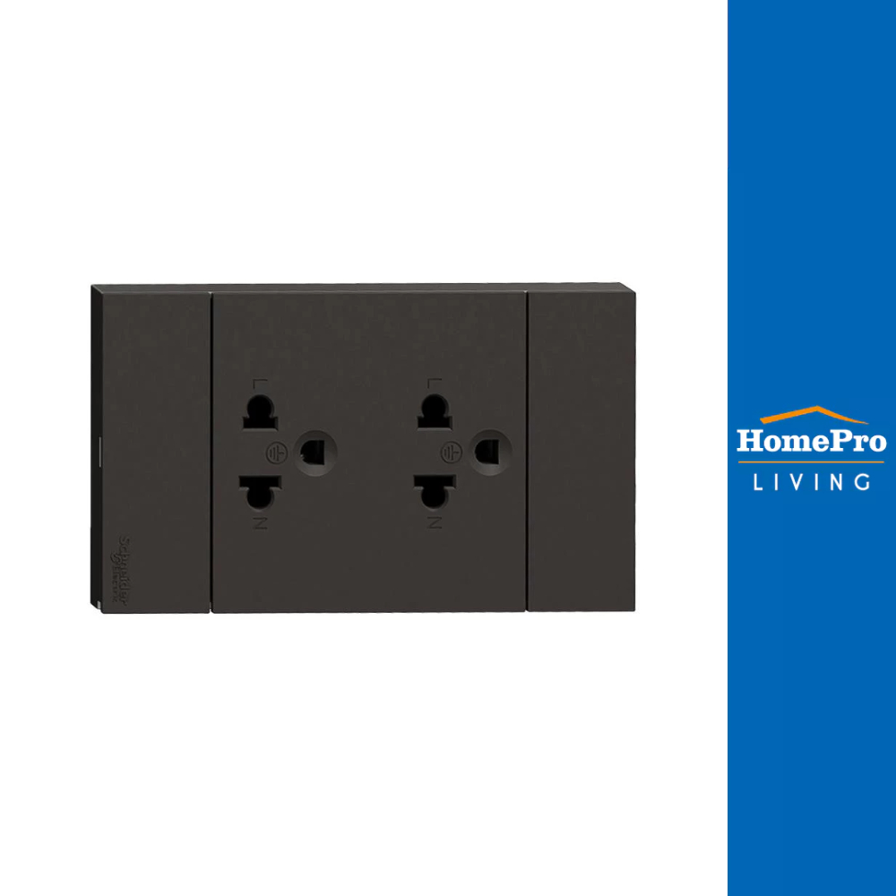 SCHNEIDER ชุดเต้ารับ 3 ขา 2 ช่อง A70426UST_BK สีดำ