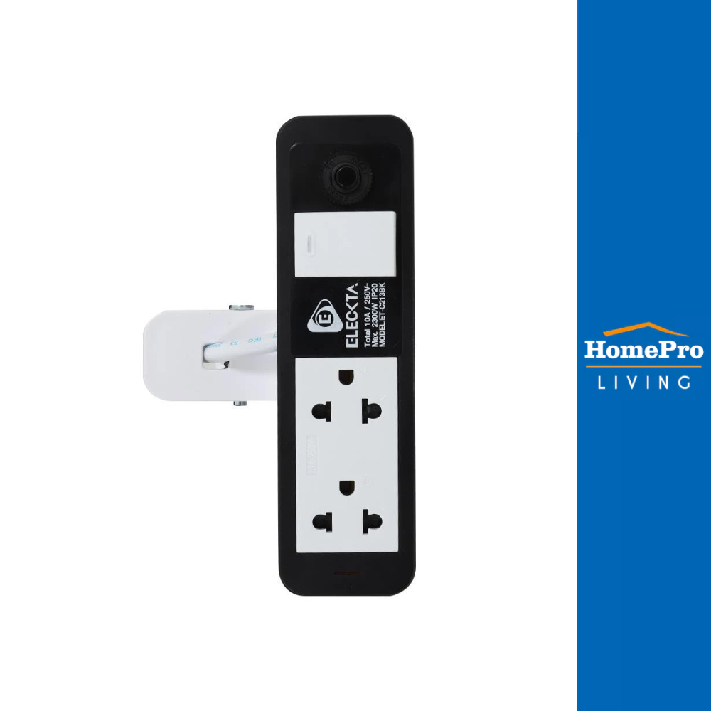 ELECKTA รางปลั๊กไฟ 3 ช่อง 1 สวิตช์ 2 USB 1 Type-C ET441C-3M 3 ม. สีขาว จัดส่งโดย HomePro