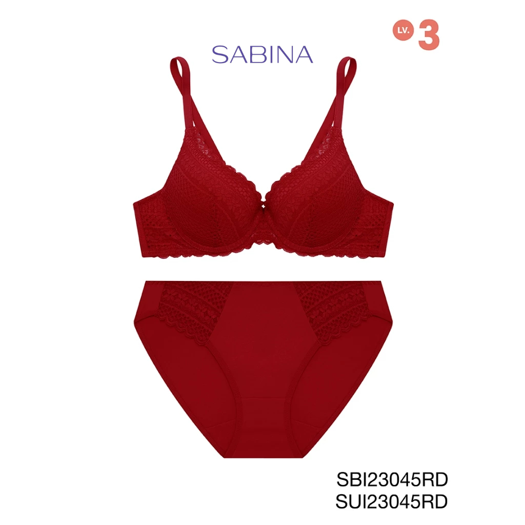 Sabina เซตชุดชั้นใน Modern V Level 3 เสื้อชั้นใน มีโครง รหัส SBI23045RD+SUI23045RD - สีแดงเข้ม
