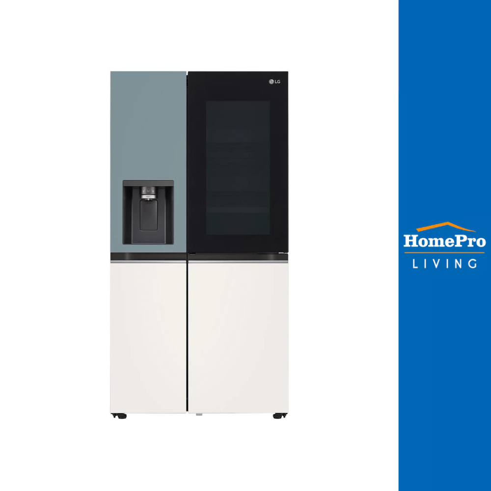 LG ตู้เย็น SIDE BY SIDE  GC-X257CMEW.ATEPLMT 22.4 คิว สีเขียวเบจ