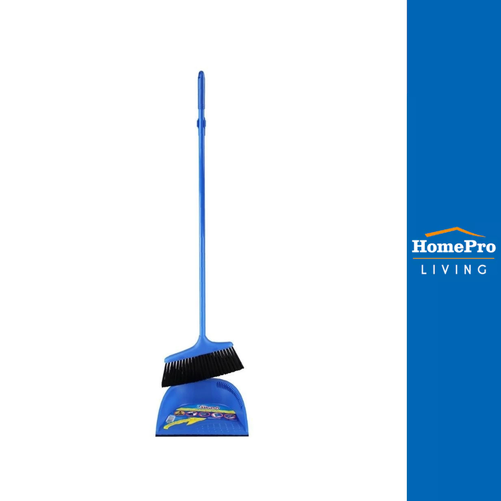 SWASH ชุดไม้กวาดพร้อมที่โกยผงขอบยาง 9 นิ้ว สีฟ้า จัดส่งโดย HomePro