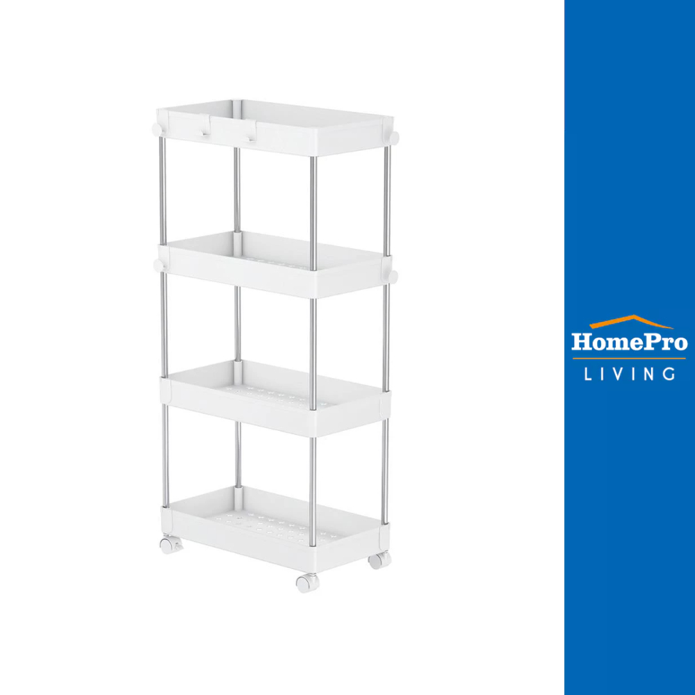 KECH ชั้นวางของพลาสติก 4 ชั้น มีล้อ NIFTY 40X22X85 ซม. สีขาว จัดส่งโดย HomePro