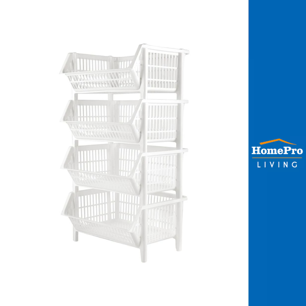 PLIM ตะกร้าผ้าเหลี่ยม 4 ชั้น L สีขาว จัดส่งโดย HomePro