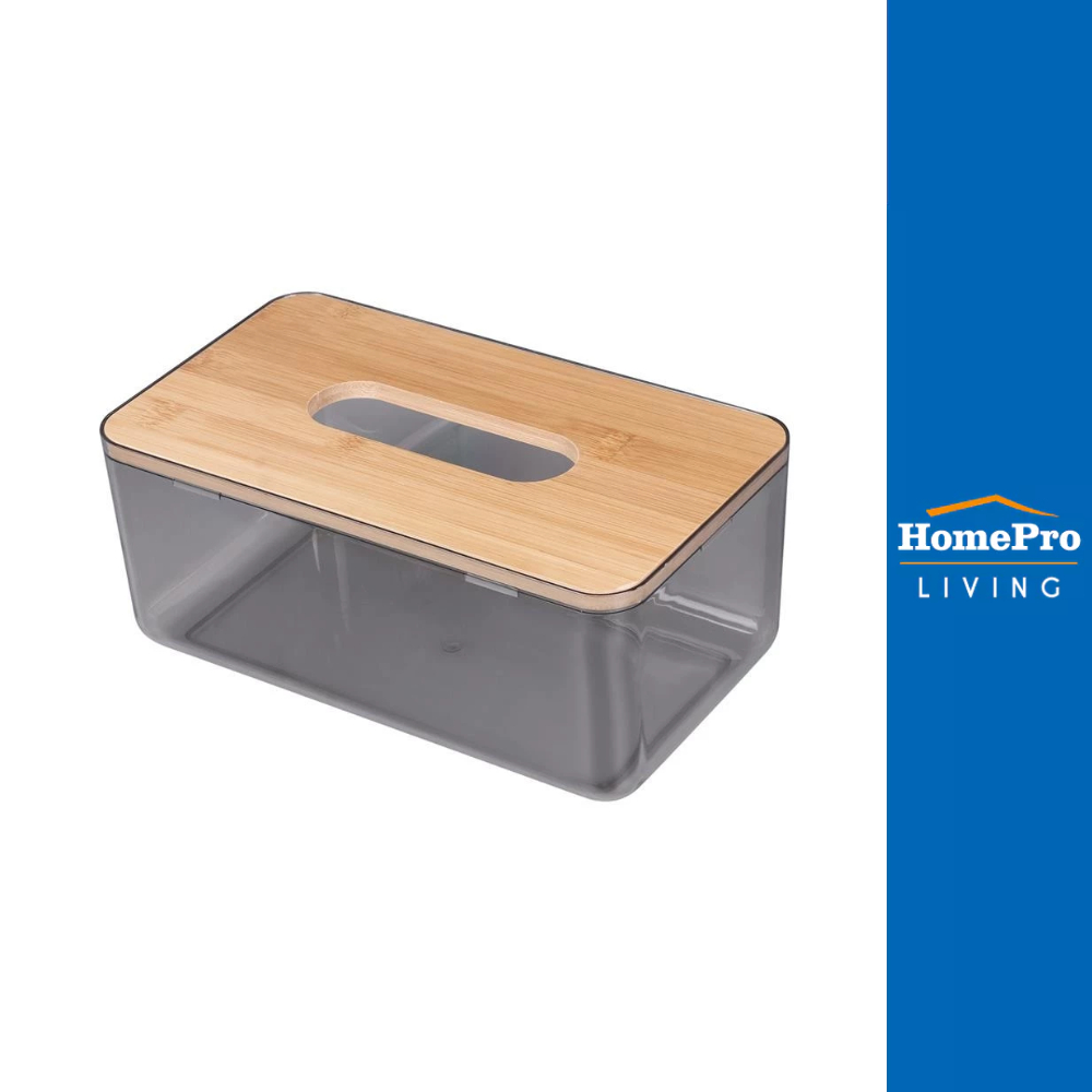 KECH กล่องทิชชู่แผ่น ฝาไม้ไผ่ ไซซ์ L สีน้ำตาล จัดส่งโดย HomePro