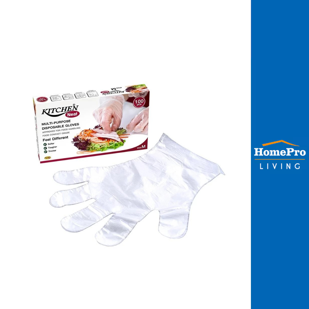 KITCHEN NEAT ถุงมือครัว HDPE ไซซ์ M 100 ชิ้น/กล่อง