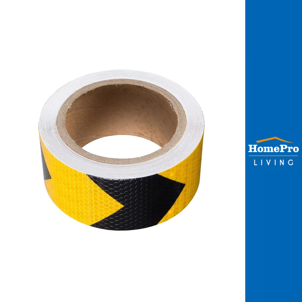 RIGHT เทปสะท้อนแสงลายลูกศร 5 ซม. x 10 ม. สีเหลือง-สีดำ จัดส่งโดย HomePro